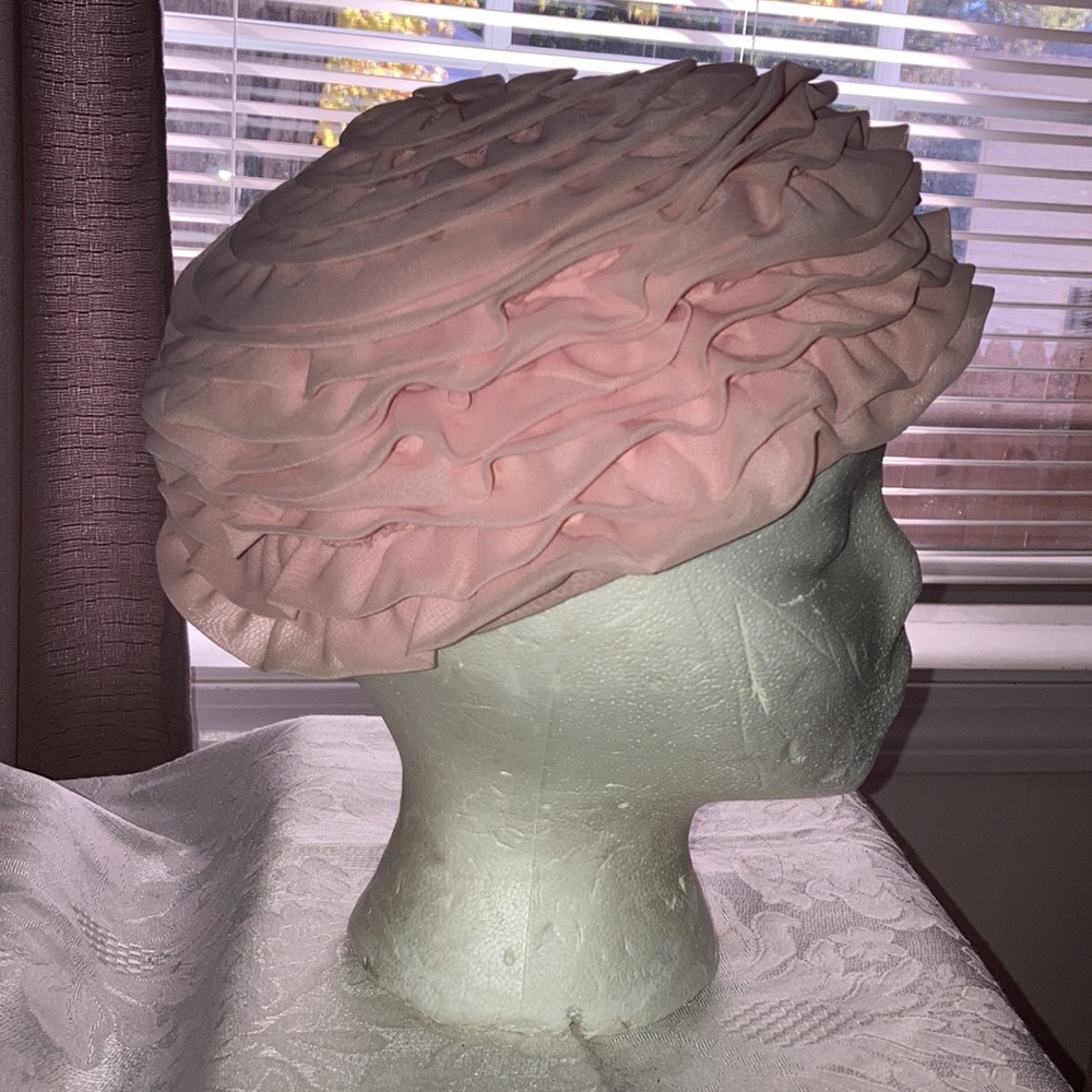 Vintage Pink Chiffon Pillbox Hat